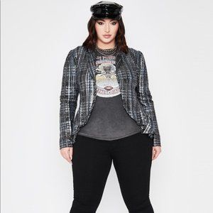 Peplum Plaid Holo Sequin Blazer 2x